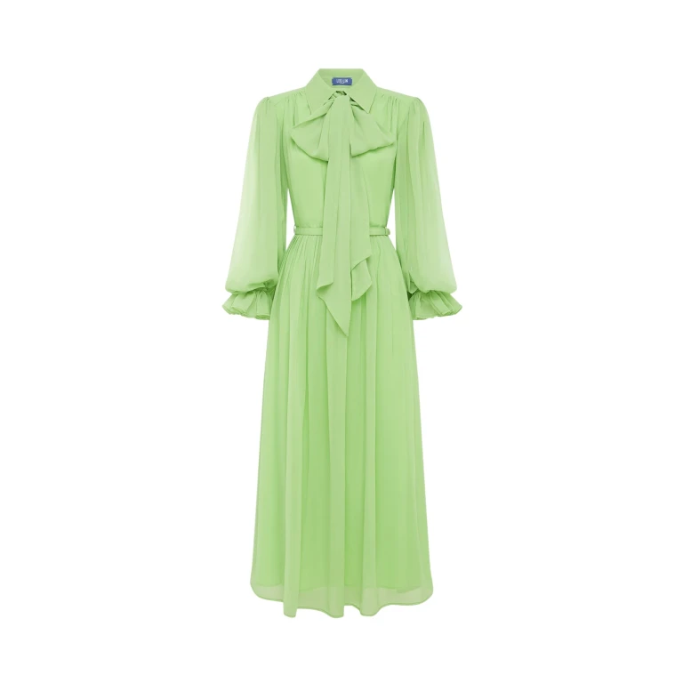 Leo Lin Green Dresses Premium silk blend midi dress