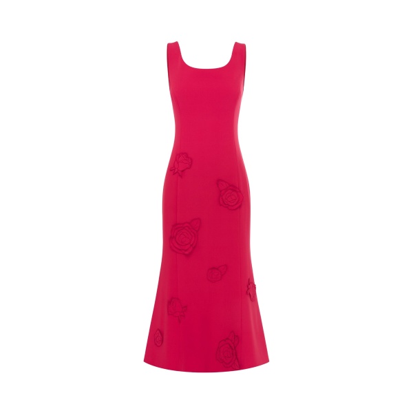 Leo Lin Red Dresses Premium appliqué midi dress