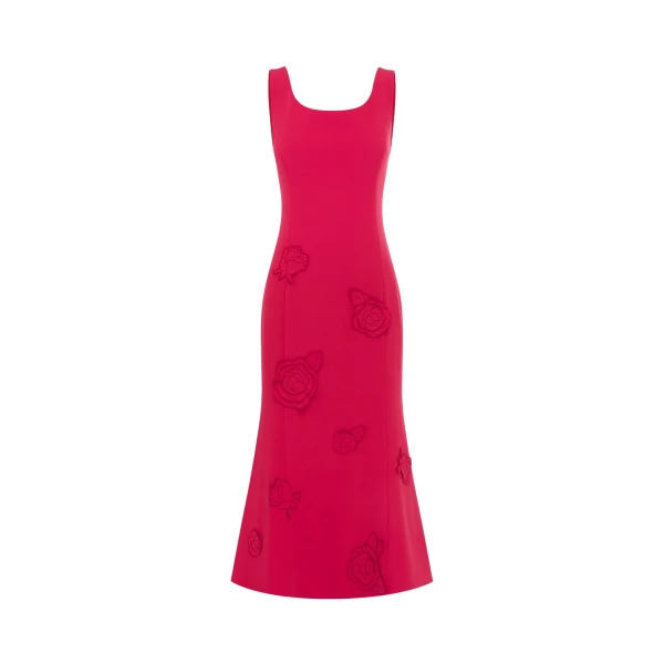 Leo Lin Red Dresses Premium appliqué midi dress