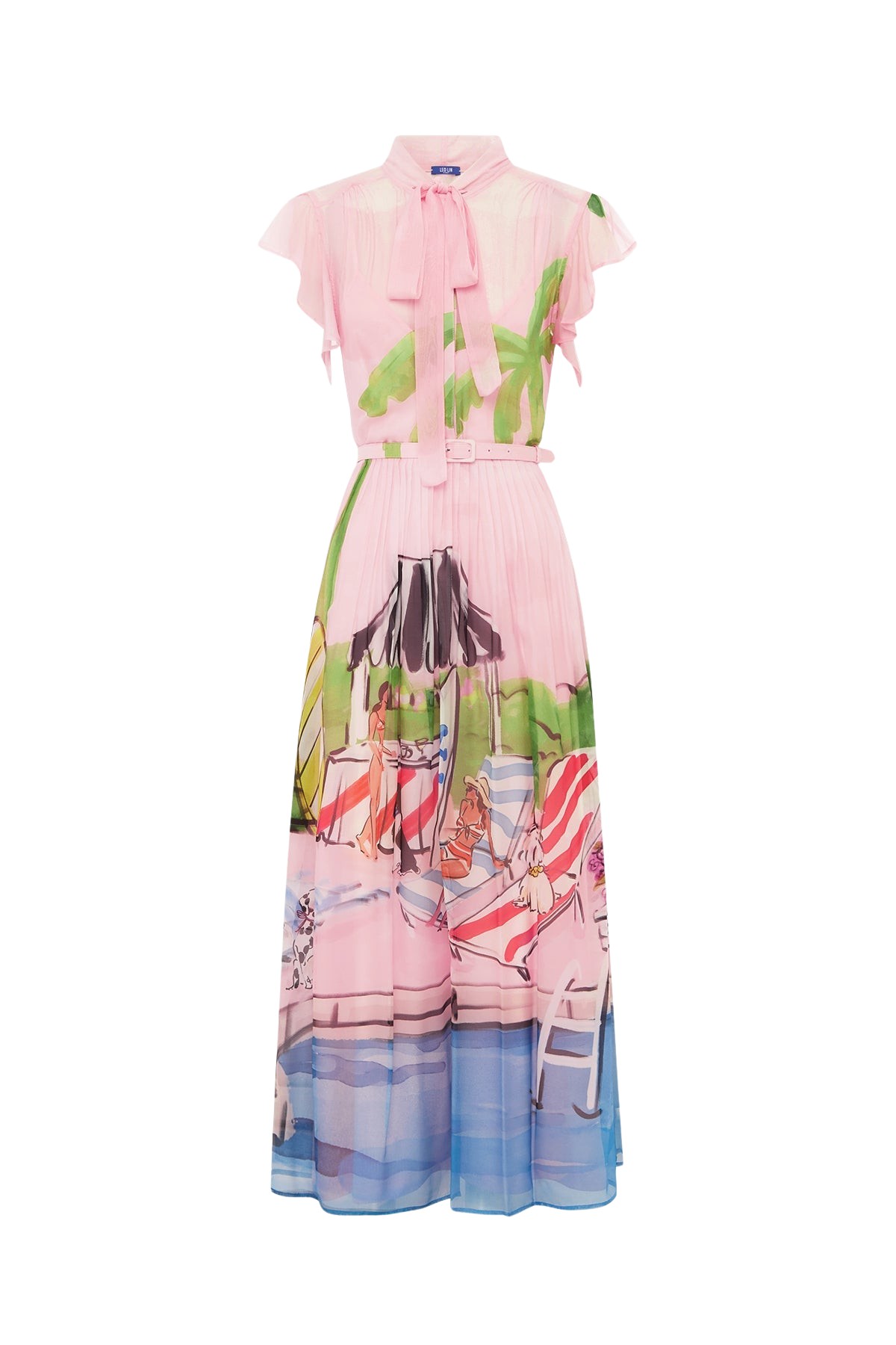 Leo Lin Grace Flutter Sleeve Midi Dress