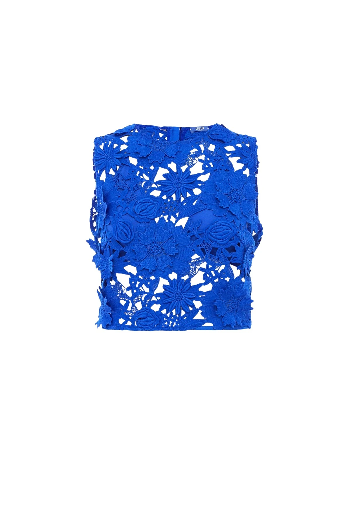 Leo-Lin-Iris96472_nobg Leo Lin Blue Tops Premium sleeveless lace crop top