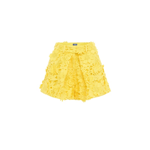 Leo Lin Yellow Shorts Premium lace shorts