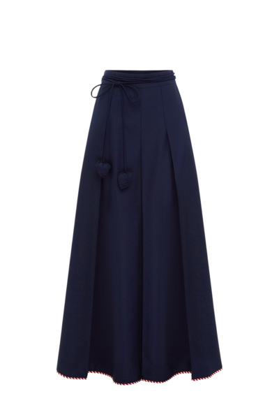 Leo Lin Blue Skirts Premium wool blend maxi skirt