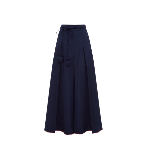 Leo Lin Blue Skirts Premium wool blend maxi skirt