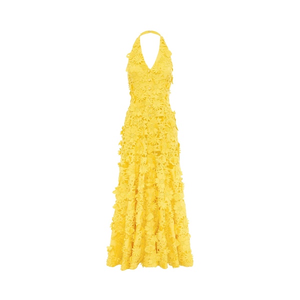 Leo Lin Yellow Dresses Premium lace maxi dress