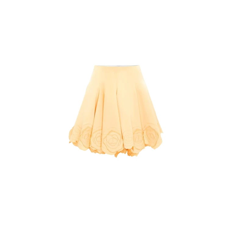 Leo Lin Yellow Skirts Premium appliqué mini skirt