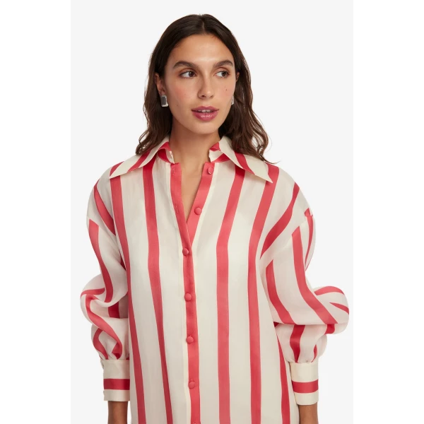Slip included - Striped Silk Blouse from Luxury Shoes 
