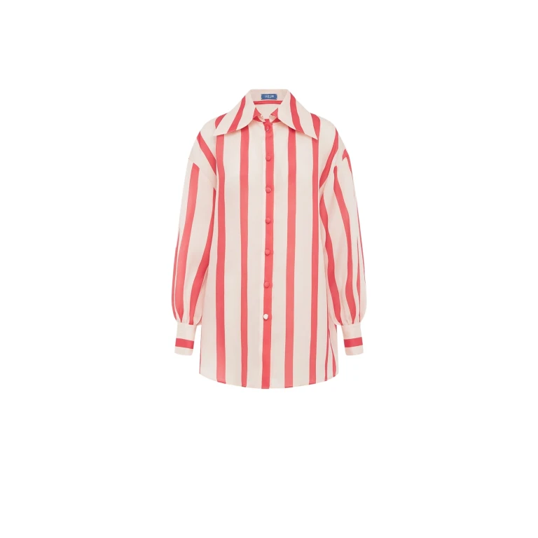 Leo Lin Red Tops Premium silk blouse