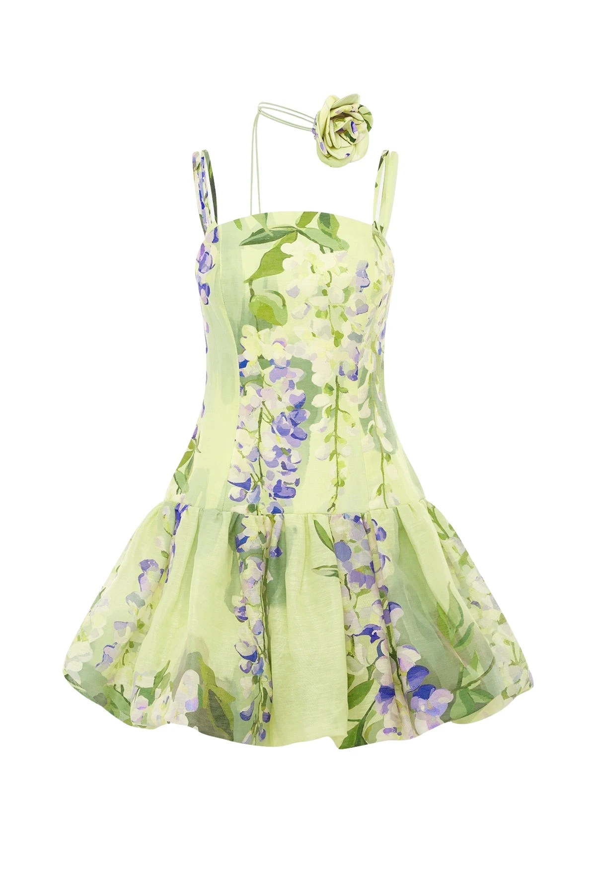 Leo-Lin-Lorena23939_nobg Leo Lin Green Dresses A cascading lilac dream! These beautiful lilac wisteria blooms tumble down a soft lime canvas. This print evokes pure fresh air