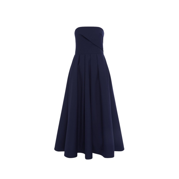 Leo Lin Blue Dresses Premium wool blend midi dress