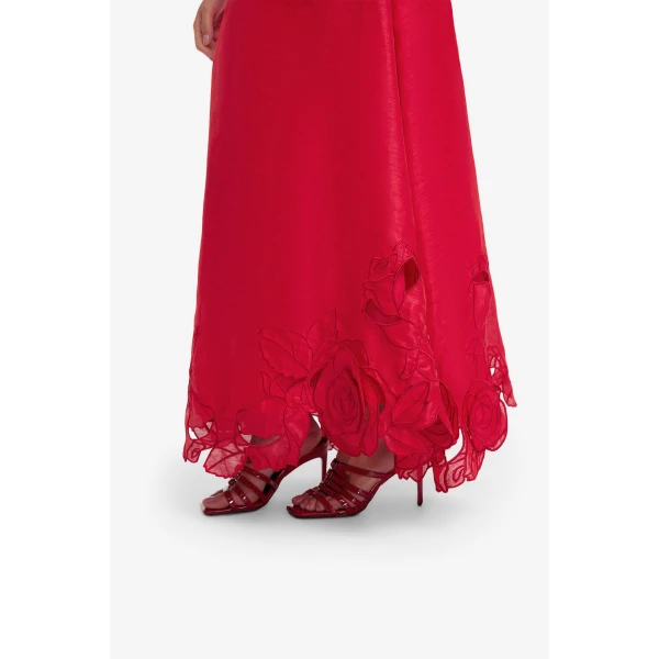 Fully lined - Linen Appliqué Maxi Skirt from Luxury Shoes 