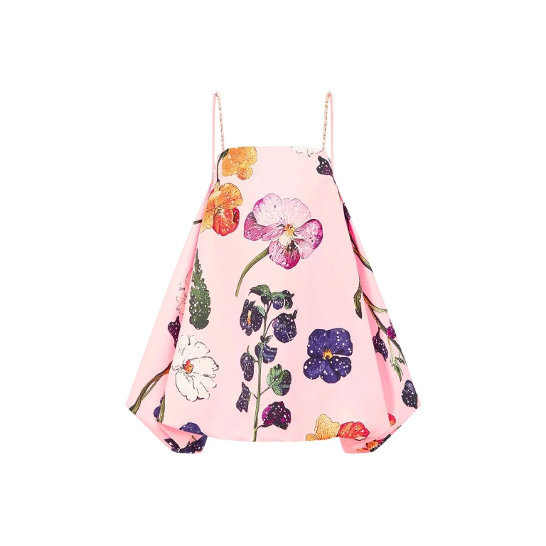 Leo Lin Pink Dresses A playful scattering of detailed wildflowers in vibrant purple