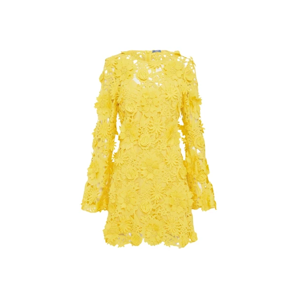 Leo Lin Yellow Dresses Premium lace mini dress