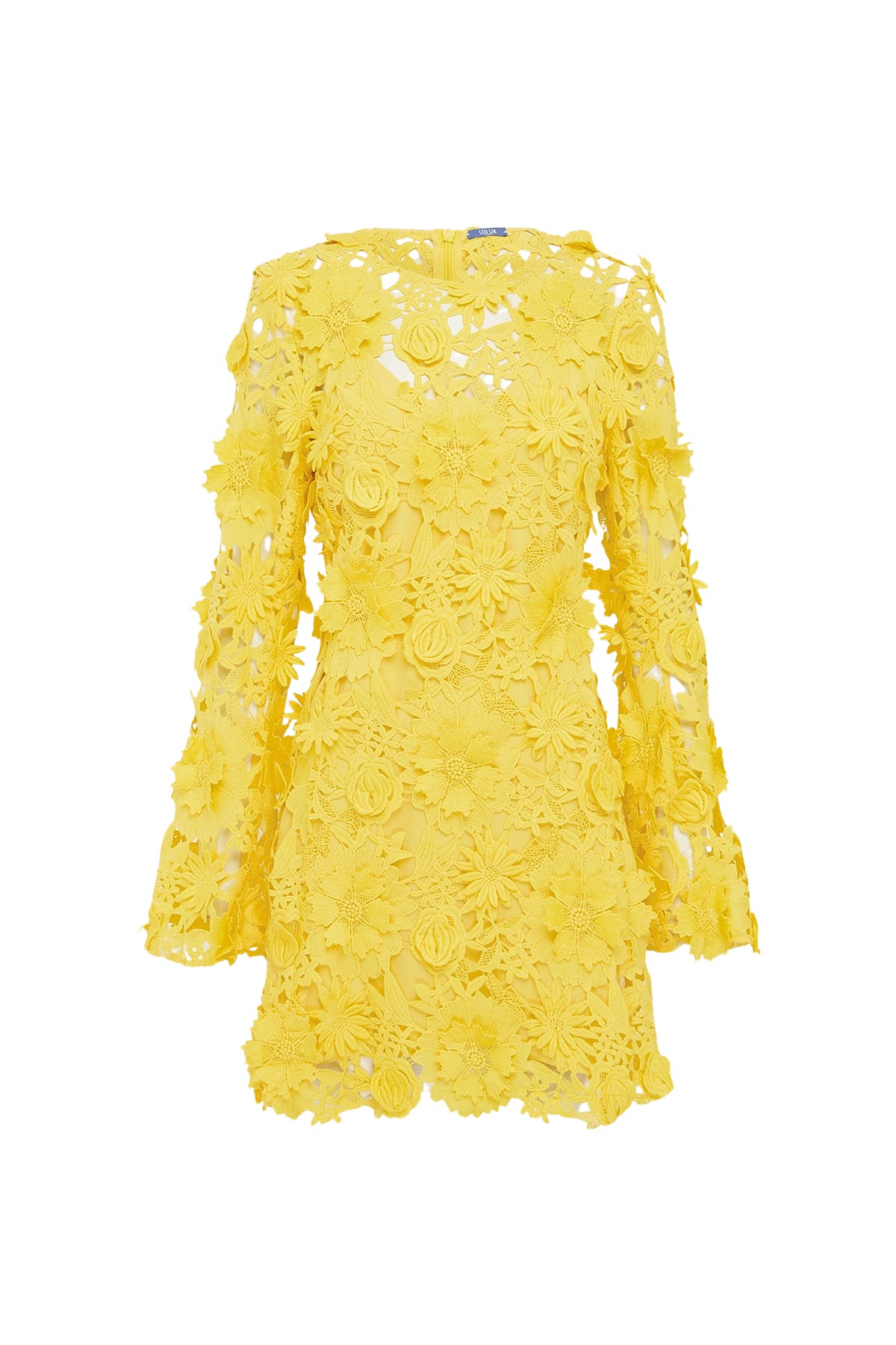 Leo Lin Suzanne Lace Bell Sleeve Mini Dress
