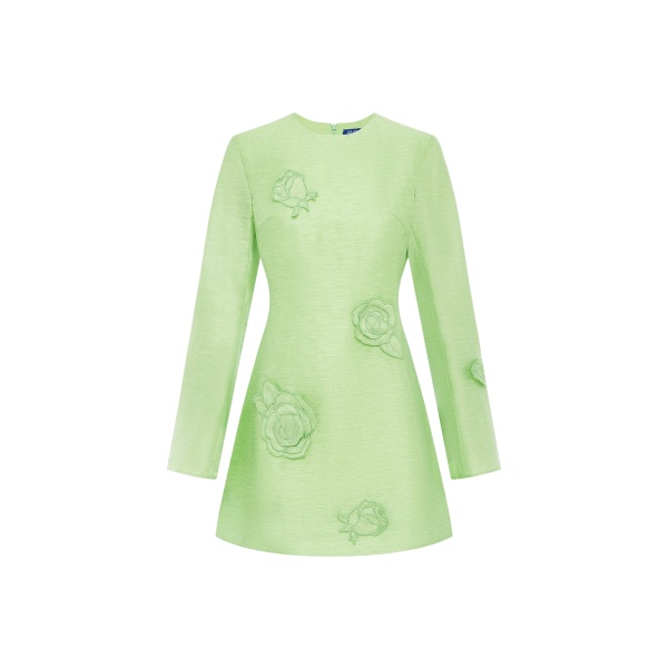 Leo Lin Green Dresses Premium linen blend mini dress
