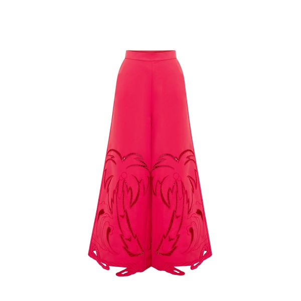Leo Lin Red Pants Premium appliqué pants