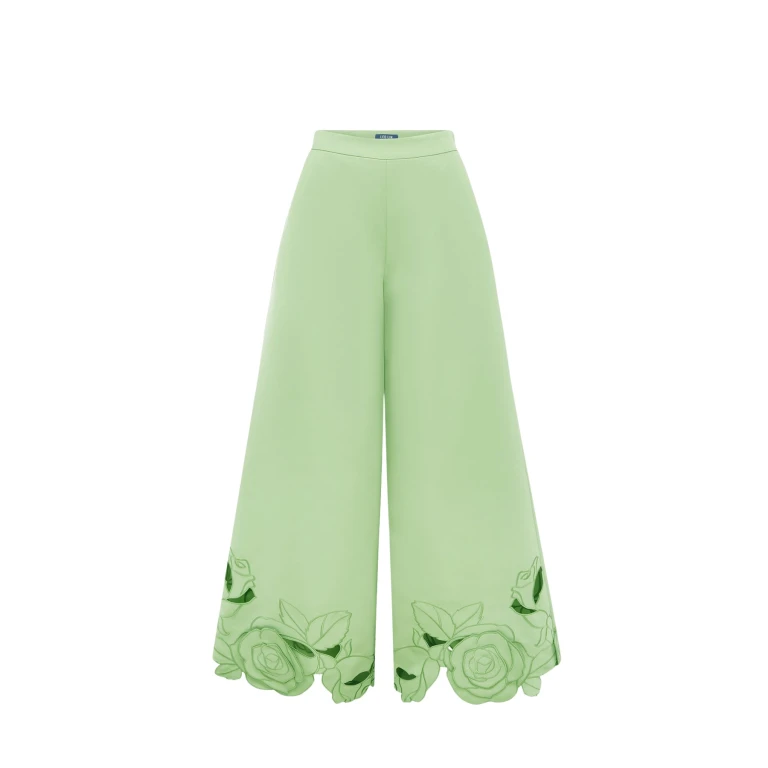 Leo Lin Green Pants Premium appliqué pants