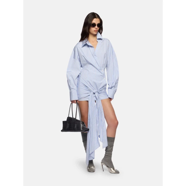 The Attico Light Blue And White Mini Dress - The Attico Dresses - Designed by Gilda Ambrosio & Giorgia Tordini - Shop at Luxury Shoes 