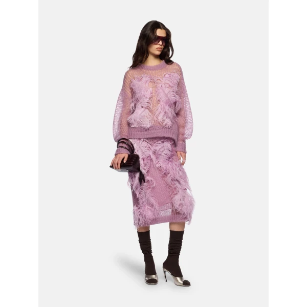 The Attico Light Mauve Midi Skirt - The Attico Skirts - Designed by Gilda Ambrosio & Giorgia Tordini - Shop at Luxury Shoes 