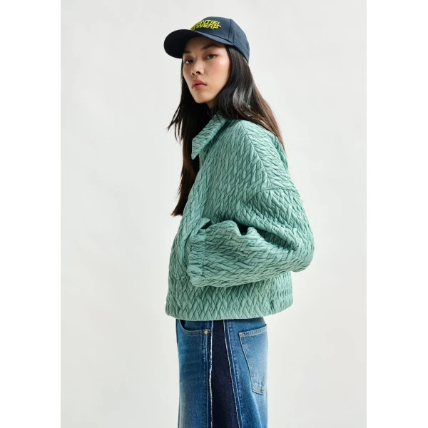 Essentiel Antwerp Light blue faux leather bomber jacket - Essentiel Antwerp Jackets - Colorful Belgian Design - Shop at Luxury Shoes 