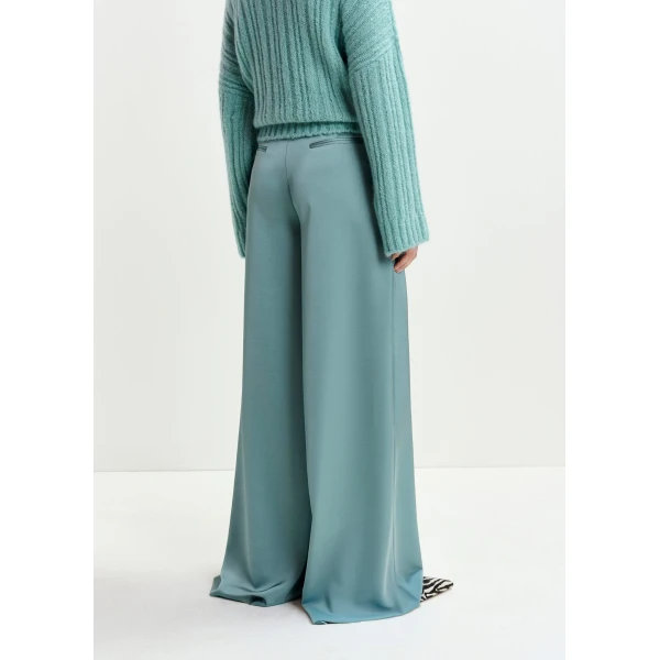 Essentiel Antwerp Light blue wide-leg satin pants - Essentiel Antwerp Pants - Colorful Belgian Design - Shop at Luxury Shoes 