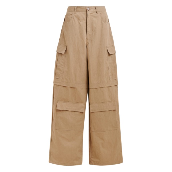Essentiel Antwerp Light brown cotton-blend flap cargo pants - Essentiel Antwerp Pants - Colorful Belgian Design - Shop at Luxury Shoes 