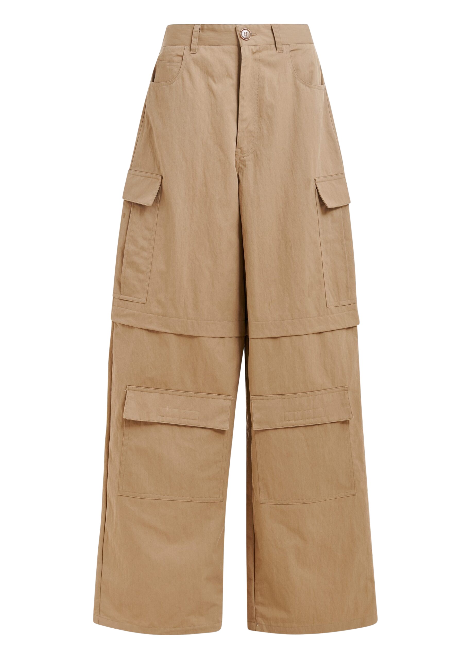 Essentiel Antwerp Light brown cotton-blend flap cargo pants - Essentiel Antwerp Pants - Colorful Belgian Design - Shop at Luxury Shoes 