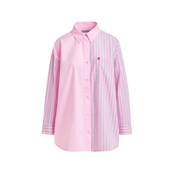 Essentiel Antwerp Light pink and light blue striped panel detail cotton shirt - Essentiel Antwerp Shirts - Colorful Belgian Design - Shop at Luxury Shoes 