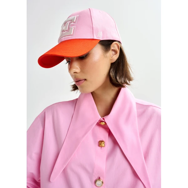 Essentiel Antwerp Light pink cotton shirt with elongated collar and mismatched buttons - Essentiel Antwerp Shirts - Colorful Belgian Design - Shop at Luxury Shoes 