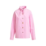 Essentiel Antwerp Light pink cotton shirt with elongated collar and mismatched buttons - Essentiel Antwerp Shirts - Colorful Belgian Design - Shop at Luxury Shoes 