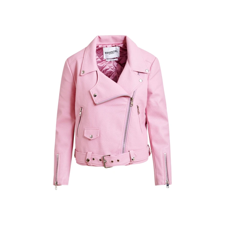 Essentiel Antwerp Light pink fitted biker jacket - Essentiel Antwerp Jackets - Colorful Belgian Design - Shop at Luxury Shoes 