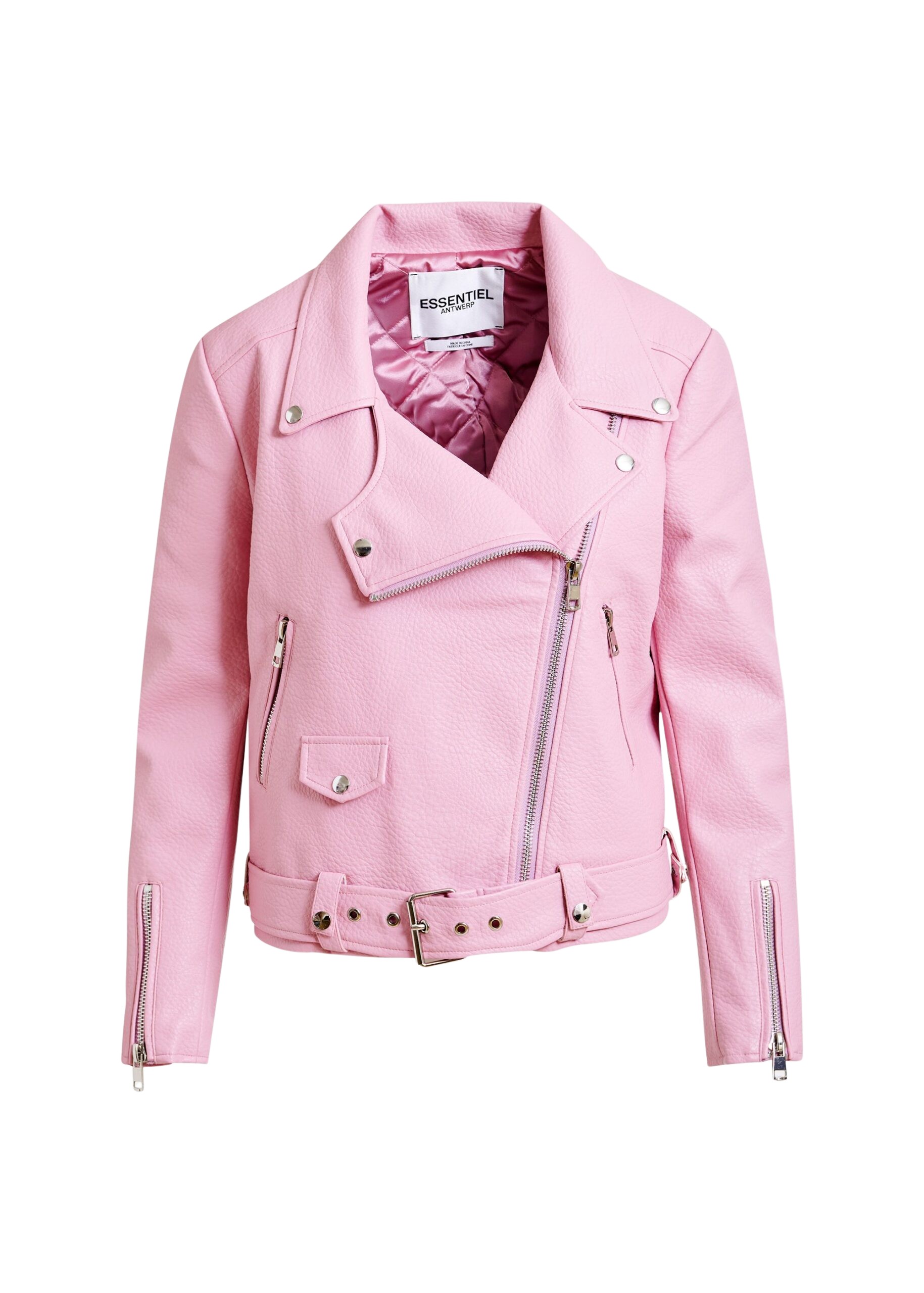 Essentiel Antwerp Light pink fitted biker jacket - Essentiel Antwerp Jackets - Colorful Belgian Design - Shop at Luxury Shoes 