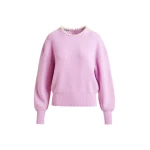 Essentiel Antwerp Light pink pearl-embellished knit sweater - Essentiel Antwerp Knitwear - Colorful Belgian Design - Shop at Luxury Shoes 