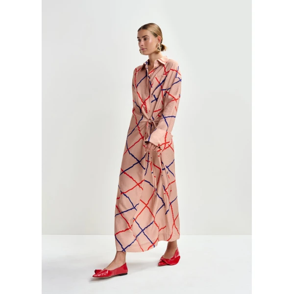 red and blue checked oversized maxi dress - Essentiel Antwerp Dresses - Colorful Belgian Design - Shop at Luxury Shoes 