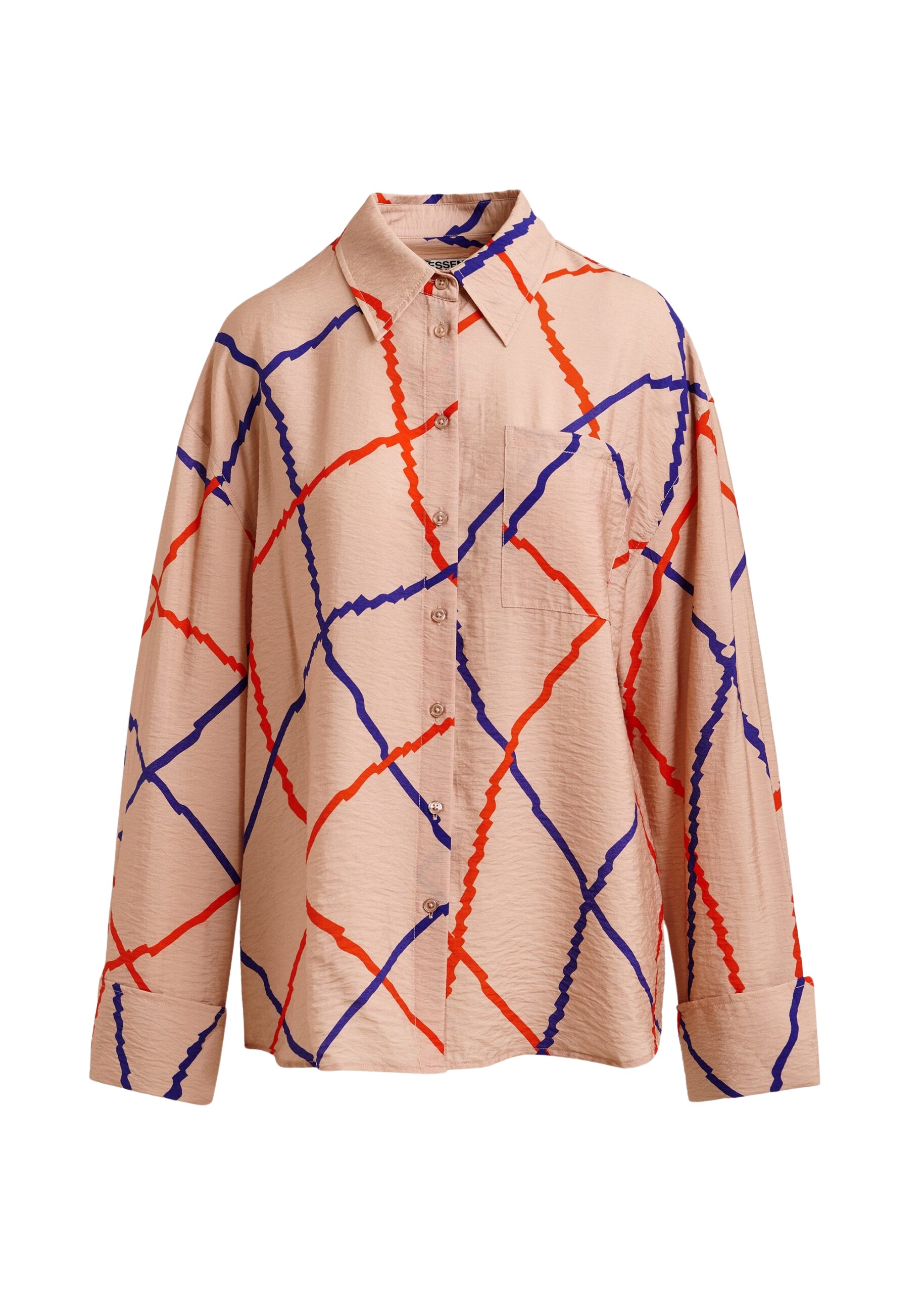 Essentiel Antwerp Light pink, red and blue oversized check shirt