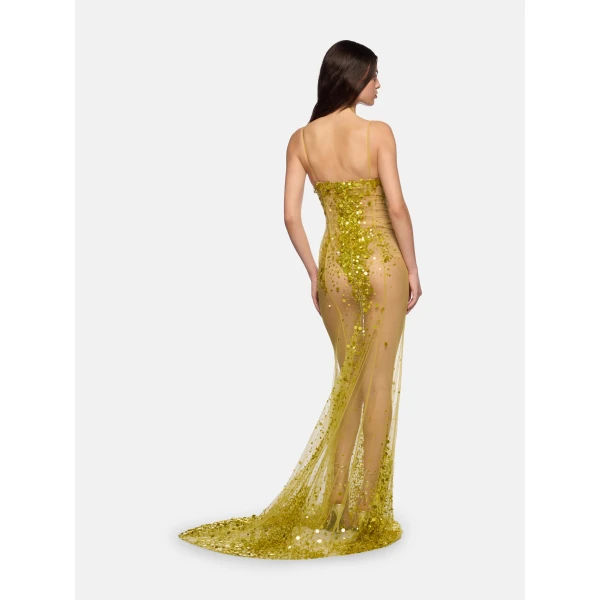The Attico Lime Multishades Long Dress - The Attico Dresses - Designed by Gilda Ambrosio & Giorgia Tordini - Shop at Luxury Shoes 