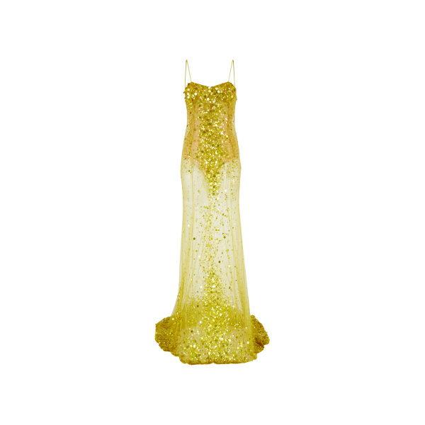 The Attico Lime Multishades Long Dress - The Attico Dresses - Designed by Gilda Ambrosio & Giorgia Tordini - Shop at Luxury Shoes 