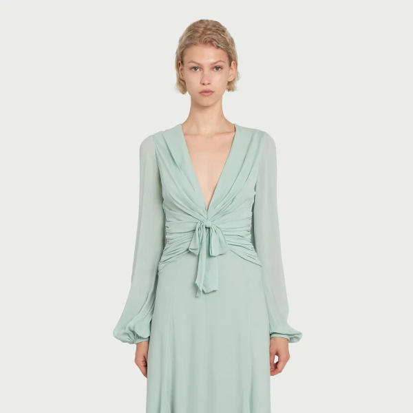 Giambattista Valli Long Acqua Dress With Bow - Giambattista Valli Dresses - Romantic Couture - Shop at Luxury Shoes 