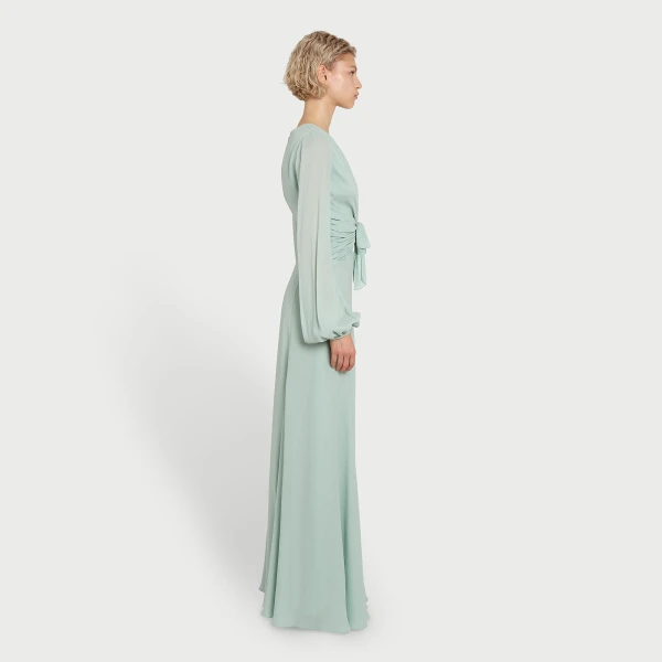 Giambattista Valli Long Acqua Dress With Bow - Giambattista Valli Dresses - Romantic Couture - Shop at Luxury Shoes 