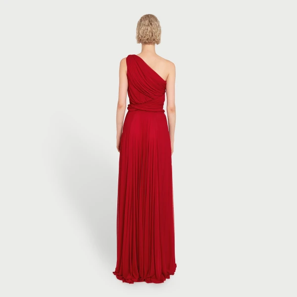 Giambattista Valli Long Asymmetrical Red Jersey Dress - Giambattista Valli Dresses - Romantic Couture - Shop at Luxury Shoes 