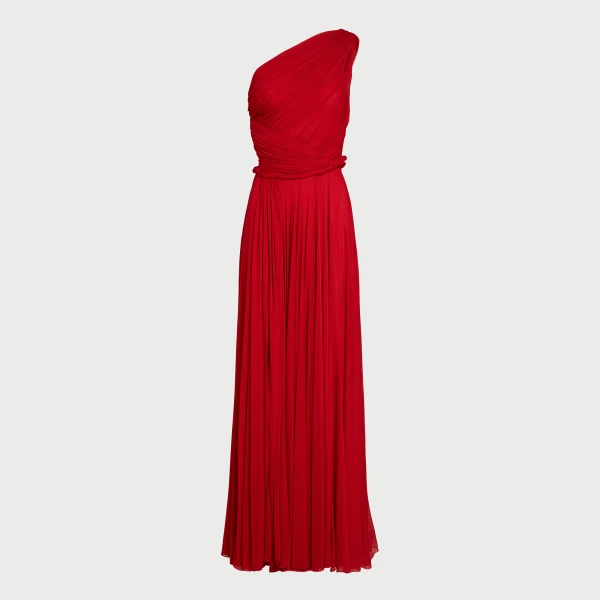 Giambattista Valli Long Asymmetrical Red Jersey Dress - Giambattista Valli Dresses - Romantic Couture - Shop at Luxury Shoes 