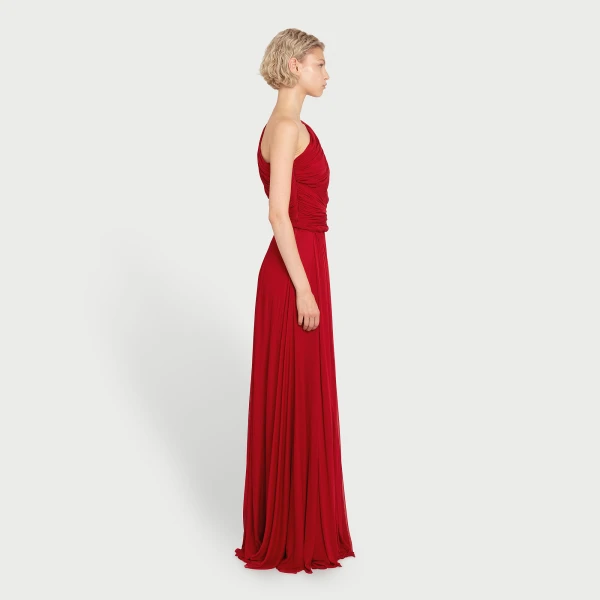 Giambattista Valli Long Asymmetrical Red Jersey Dress - Giambattista Valli Dresses - Romantic Couture - Shop at Luxury Shoes 