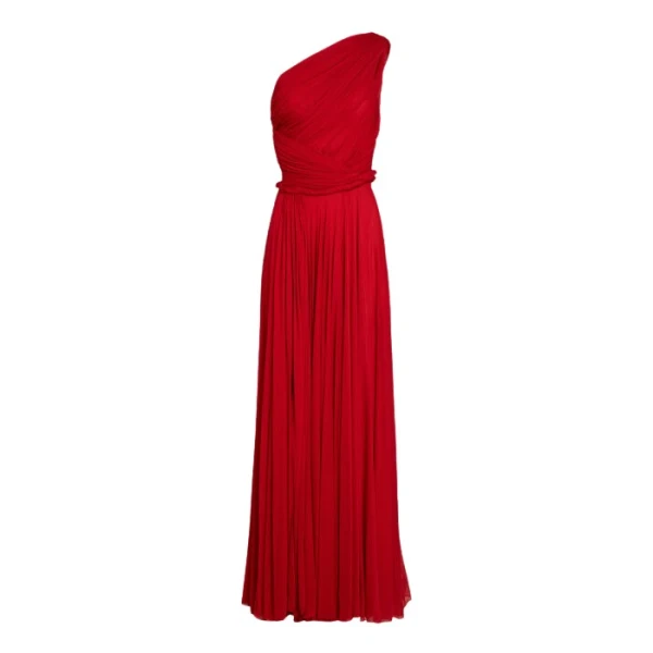 Giambattista Valli Long Asymmetrical Red Jersey Dress - Giambattista Valli Dresses - Romantic Couture - Shop at Luxury Shoes 