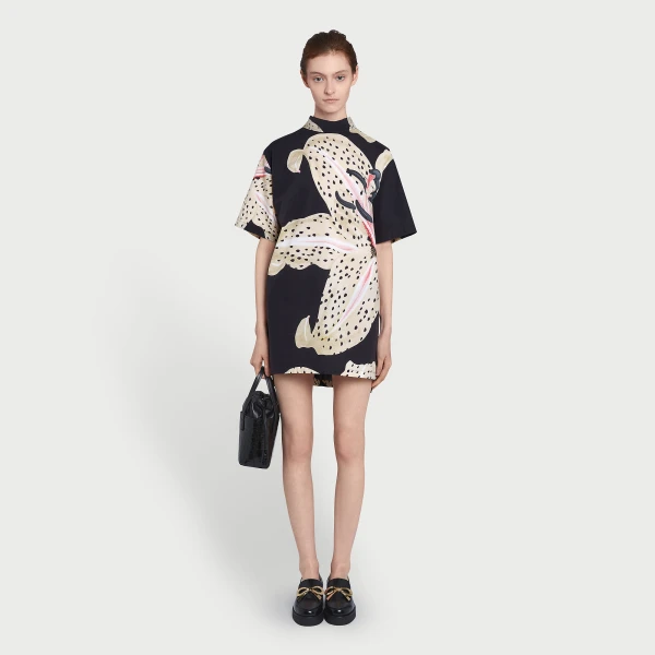 Giambattista Valli Long Black Macro Lilies Popeline Blouse - Giambattista Valli Tops - Romantic Couture - Shop at Luxury Shoes 