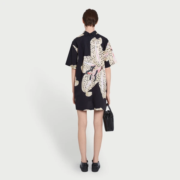 Giambattista Valli Long Black Macro Lilies Popeline Blouse - Giambattista Valli Tops - Romantic Couture - Shop at Luxury Shoes 