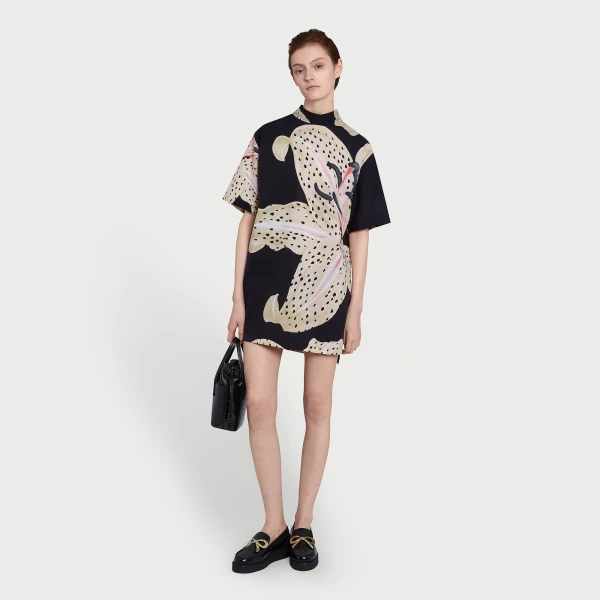 Giambattista Valli Long Black Macro Lilies Popeline Blouse - Giambattista Valli Tops - Romantic Couture - Shop at Luxury Shoes 