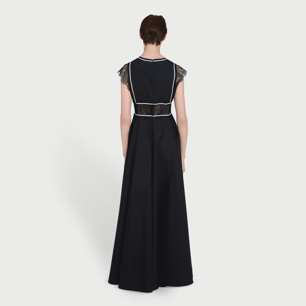 Giambattista Valli Long Black Popeline And Lace Dress - Giambattista Valli Dresses - Romantic Couture - Shop at Luxury Shoes 