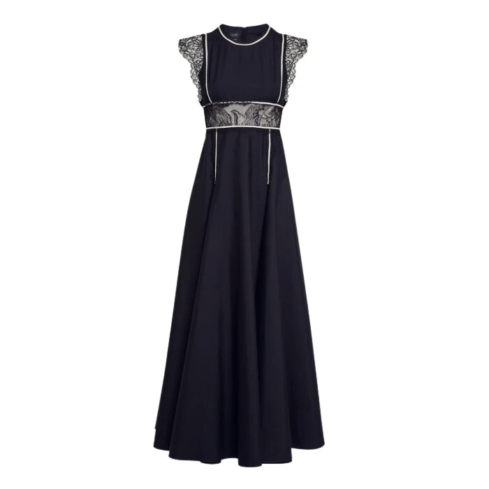 Long-Black-Popeline-And-Lace-Dress-Giambattista-Valli-Dresses-735153_nobg Giambattista Valli Long Black Popeline And Lace Dress - Giambattista Valli Dresses - Romantic Couture - Shop at Luxury Shoes