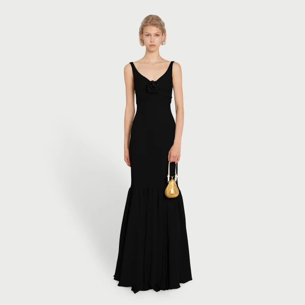 Giambattista Valli Long Black Trumpet Dress - Giambattista Valli Dresses - Romantic Couture - Shop at Luxury Shoes 