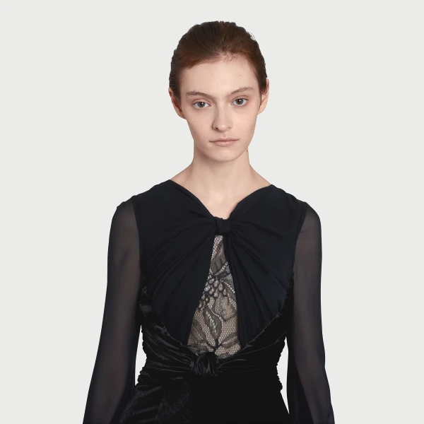Giambattista Valli Long Black Velvet And Lace Dress - Giambattista Valli Dresses - Romantic Couture - Shop at Luxury Shoes 